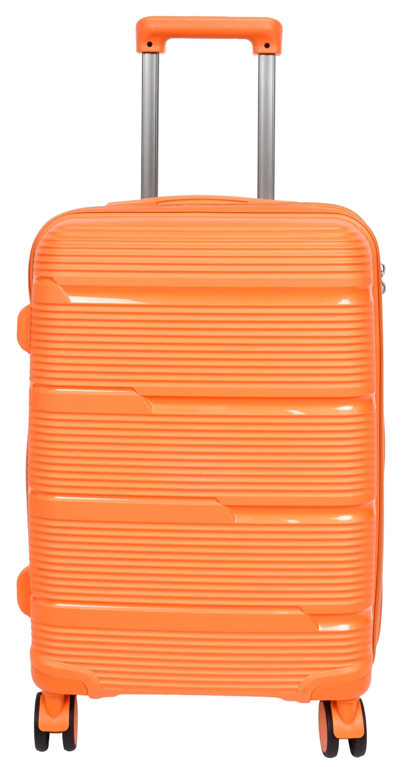 A1 FASHION GOODS Valigia robusta espandibile con guscio rigido, in polipropilene, 8 ruote, con chiusura lampo e chiusura lampo, Arancione, Small Cabin Size 20", Valigia espandibile Hardside con ruote