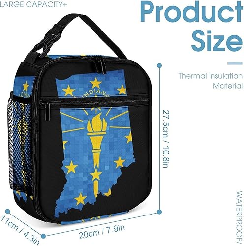 Miniatura 2 de Indiana State Map Insulated Lunch Bag for Women Men Reusable Lunch Box Tote Bag for Work Travel