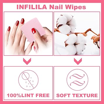 NXJ INFILILA 540PCS Lint Free Nail Wipes for Nail Polish Remover,Nail Prep | Super Absorbent,Non-Woven Nail Pads,No-Lint Nail Wipes for lash Extensions Glue,Cotton Pads for Nails Cleaning,Salon Supplies