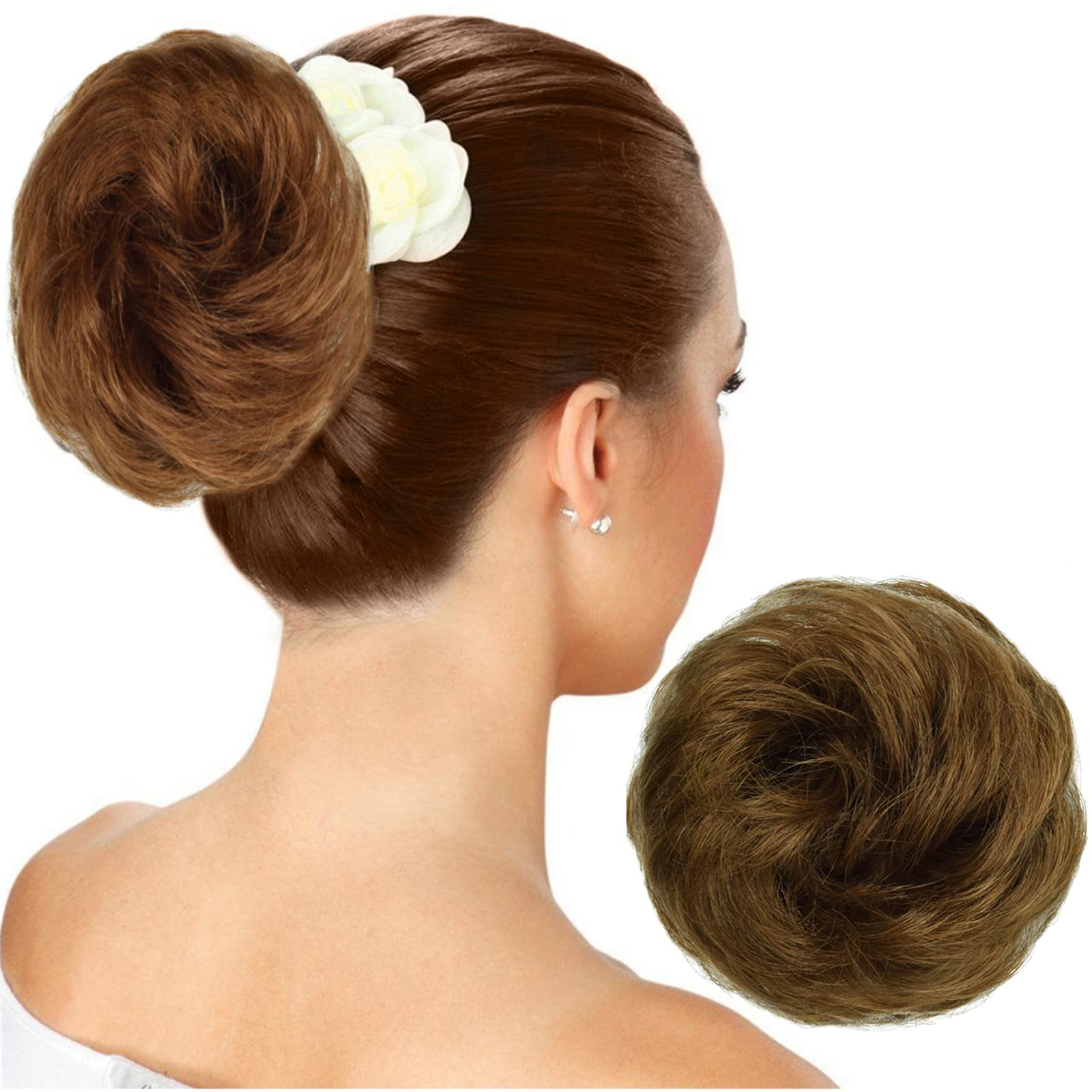 Photo 1 of **NON-REFUNDABLE** Hair Bun Bundle 100% Human Hair (#30 Auburn Brown) 3 Pack