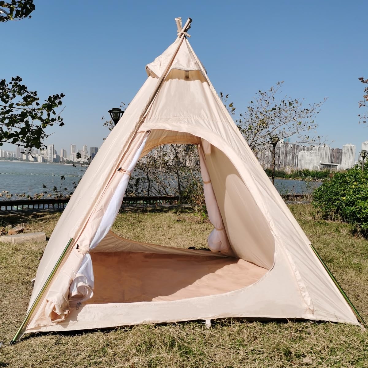Outdoor 1-2 Personen Tipi-Zelt für Camping-Pyramidenzelt für Familiengarten Indoor Adult Indian TEIPEE Zelt zum Spielen