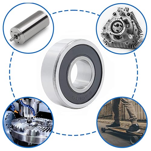 Miniatura 5 de 6301-2RS Rodamientos, 0.472x1.457x0.472 in Rodamiento de bolas 6301RS Rodamiento blindado sellado de goma doble ID 0.472 in, OD 1.457 in, grosor