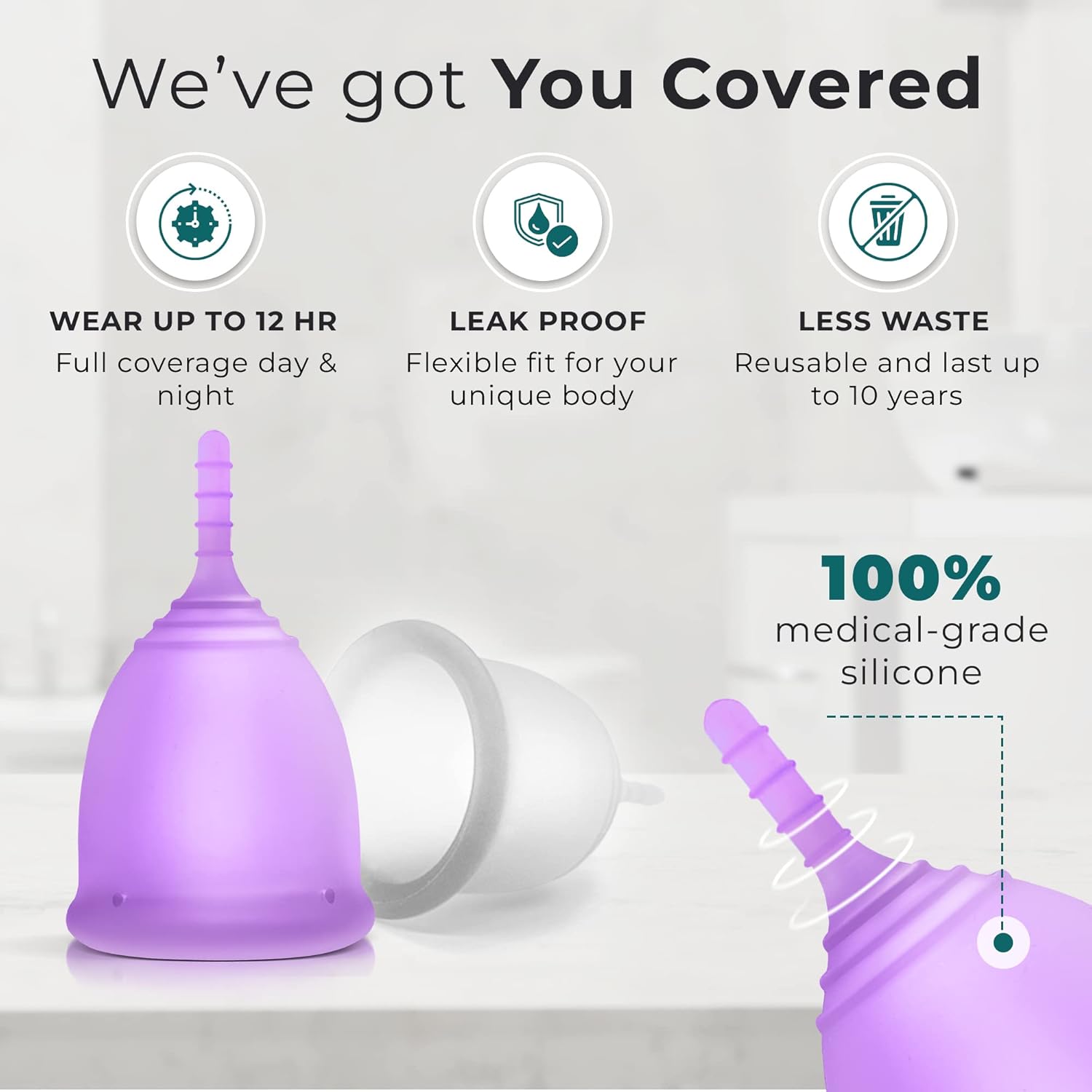 CareCup Menstrual Cup Kit - Tampon, Pad, and Disc Alternative Product - Wear for 12 Hours - Reusable Period Cup/Copa Designed with Soft Flexible Medical-Grade Silicone (2 Small Cups) : Health & Household