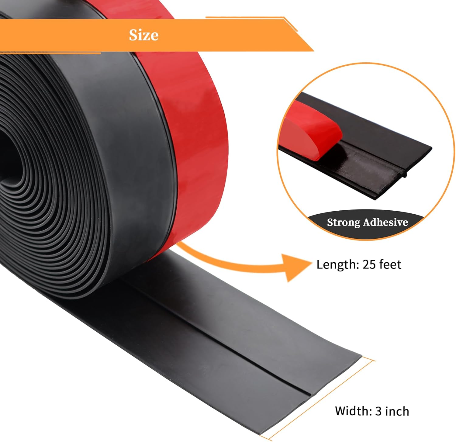 25 Feet Silicone Weather Stripping 3 Inch Width Draft Stopper Seal for Garage, Silicone Weather Stripping with Adhesive