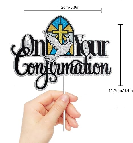 Miniatura 2 de On Your Confirmation - Decoración para tartas con purpurina negra, decoración de fiesta de confirmación sagrada de compromiso, boda, despedida de