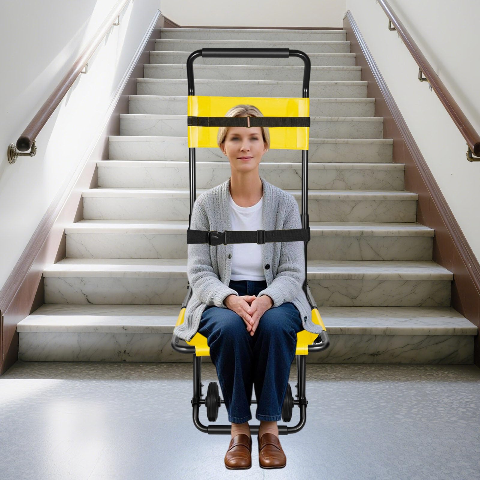 Silla de ruedas para escaleras para adultos, silla de ruedas manual móvil con fácil manejo, construcción ligera estable, silla de ruedas plegable que ahorra espacio para el cuidado del hogar