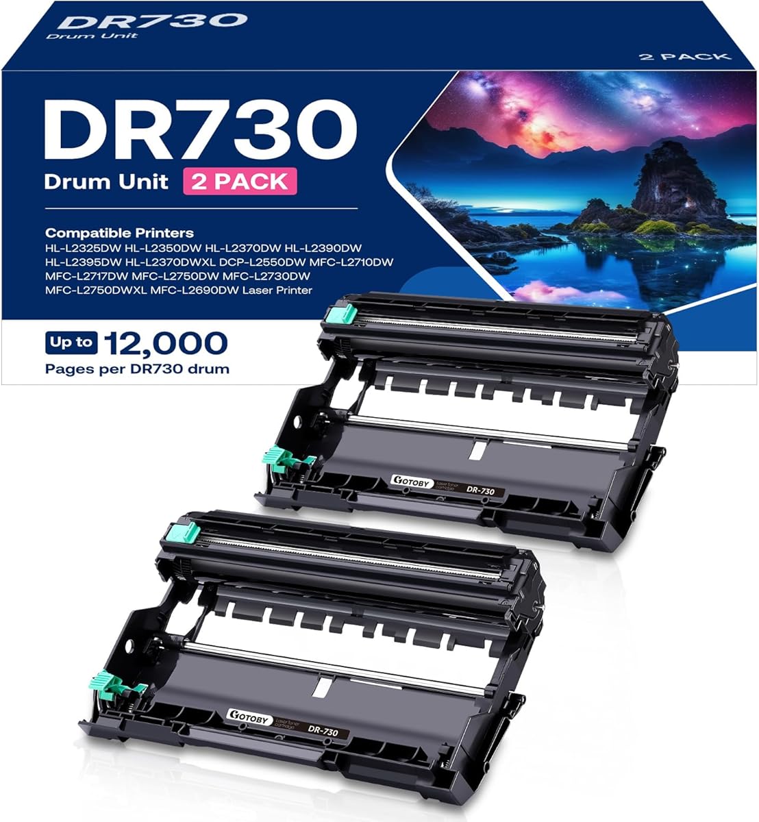 DR730 Drum Unit Replacement for Brother DR730 DR-730 DR 730 Compatible with HL-L2395DW HL-L2370DW HL-L2350DW HL-L2390DW MFC-L2710DW MFC-L2750DW DCP-L2550DW Printer(2 Drum, NOT Toner)