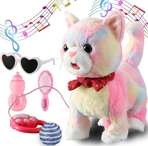 Juego de correa colorida para gatos que camina interactivo, que habla, canta, baila, gatito, imita, repite lo que dices, gatito táctil y control de disponible en Yaxa Venezuela
