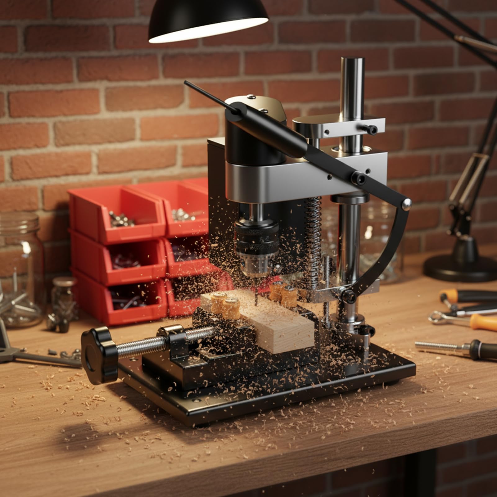 Mini Standbohrmaschine, 200W Miniatur Tischbohrmaschine SäUlenbohrmaschine Bohrmaschine 50mm Bohrhub, 4000rpm 7 Gang StäNderbohrmaschine Klein Portable Mini Drill Press FüR Metall Holz Acryl