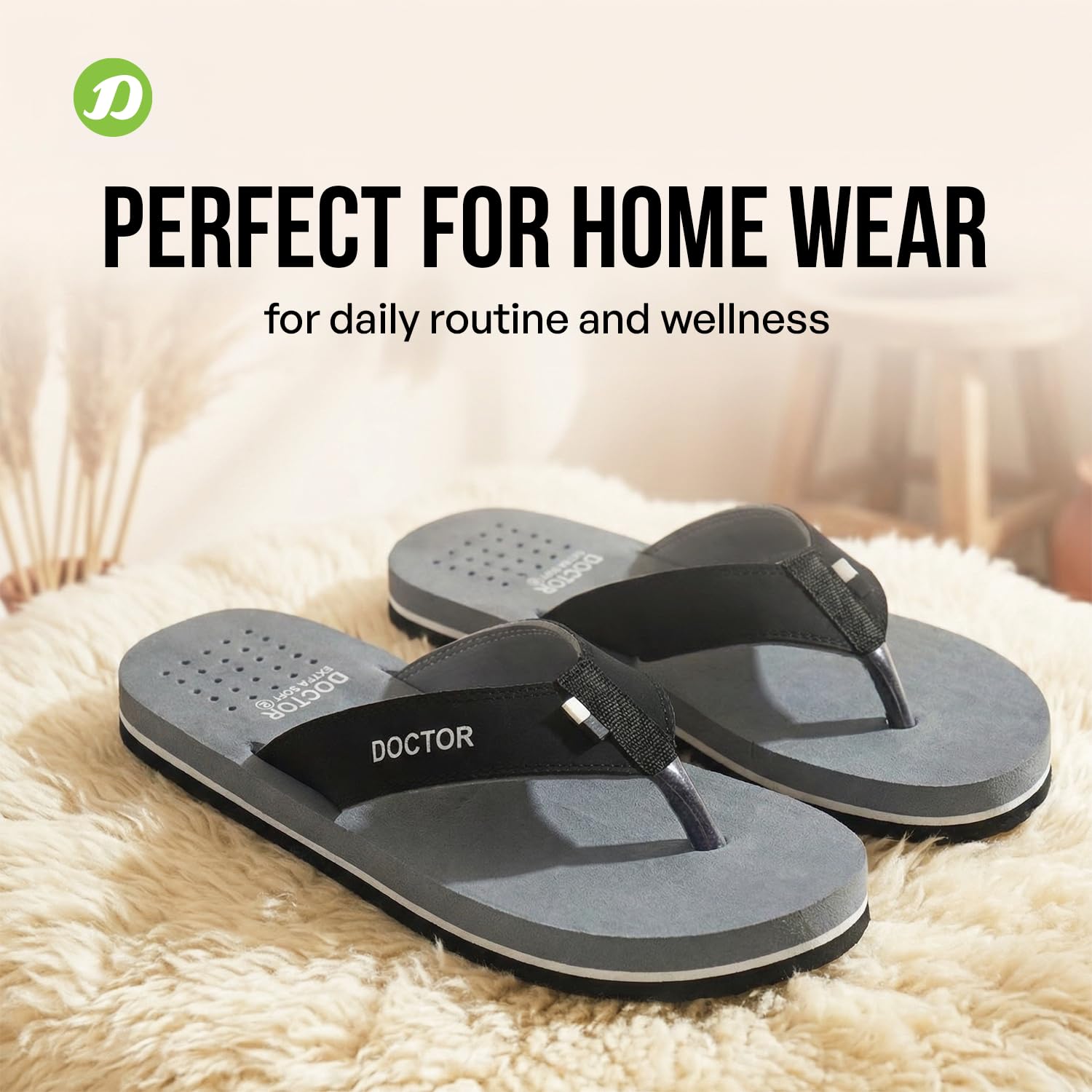 DOCTOR EXTRA SOFT Slipper Care Orthopaedic and Diabetic Comfort Doctor Slipper, Dr. Slipper, Flip-Flop, Slides and House Slipper for Men's D-24-Grey-9 UK 1