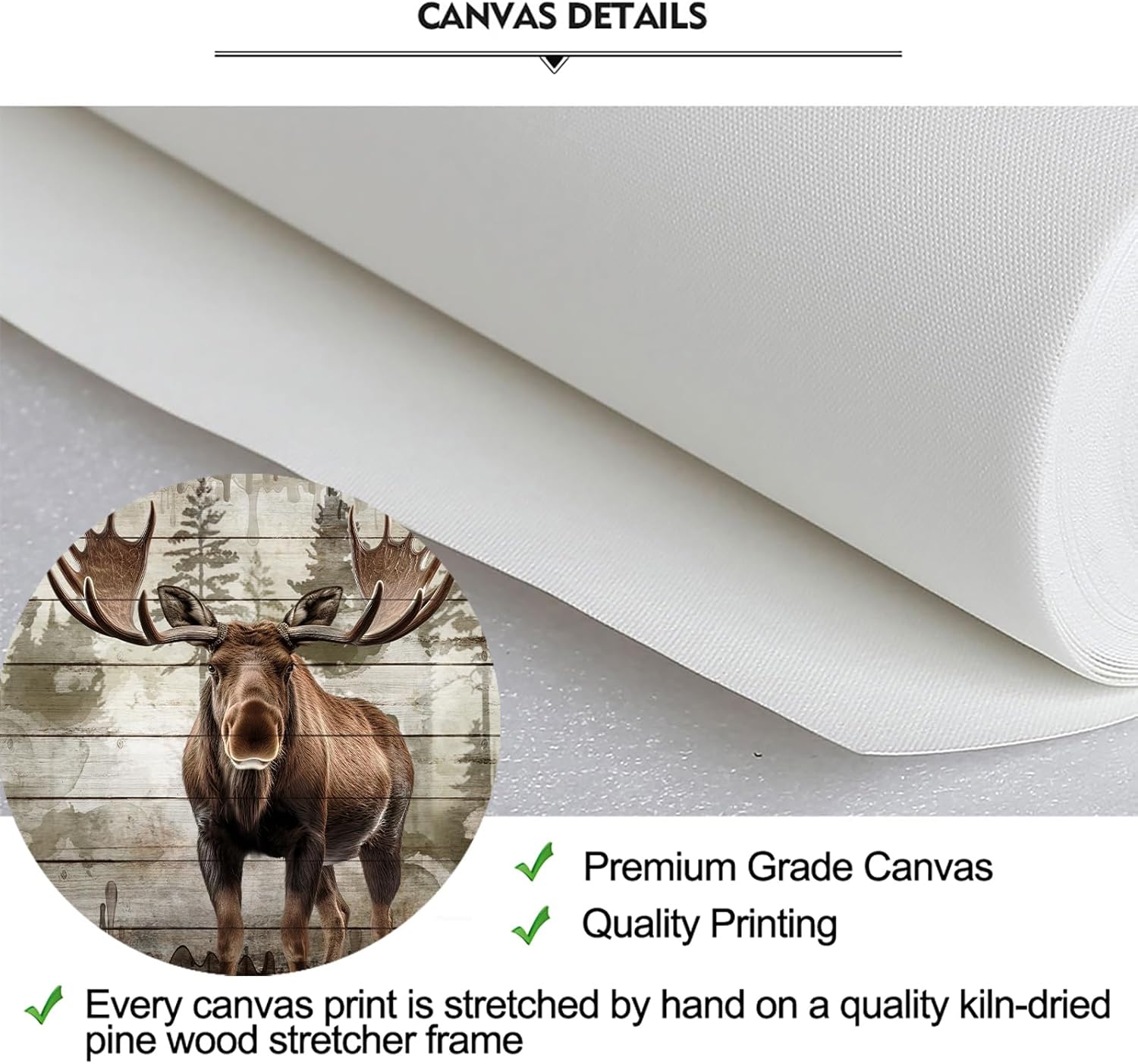 iKNOW FOTO Moose Canvas Wall Art - 24x36 Modern Rustic Wildlife Print - Majestic Elk Deer with Big Horns - Vintage Framed Artwork for Living Room, Bedroom, Cabin Decor