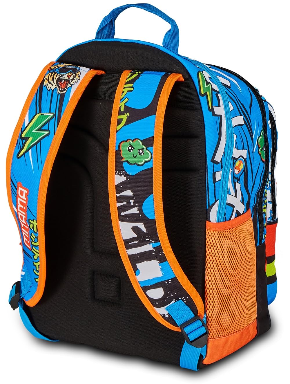 Mitama Zaino Triplo Scomparto Tiger Wild con Tasca frontale, Blu e Nero, Scuola Elementare e Tempo Libero, Bambino Ragazzo