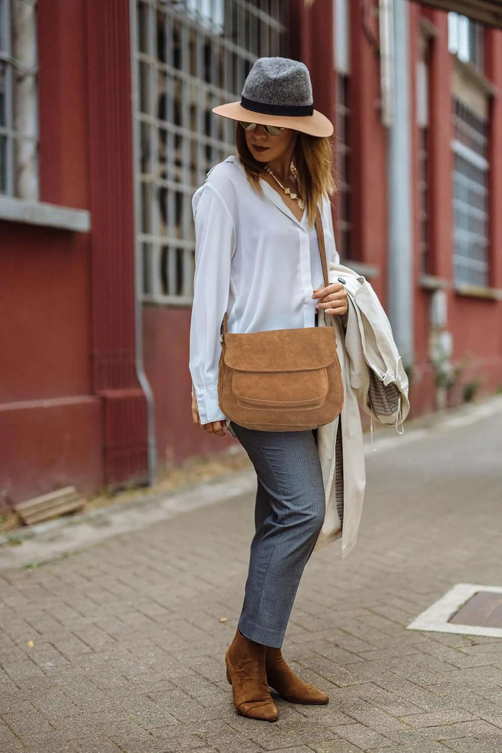 RUSTIC TOWN Leather Crossbody Satchel Bag Vintage Purses Handbags for Women