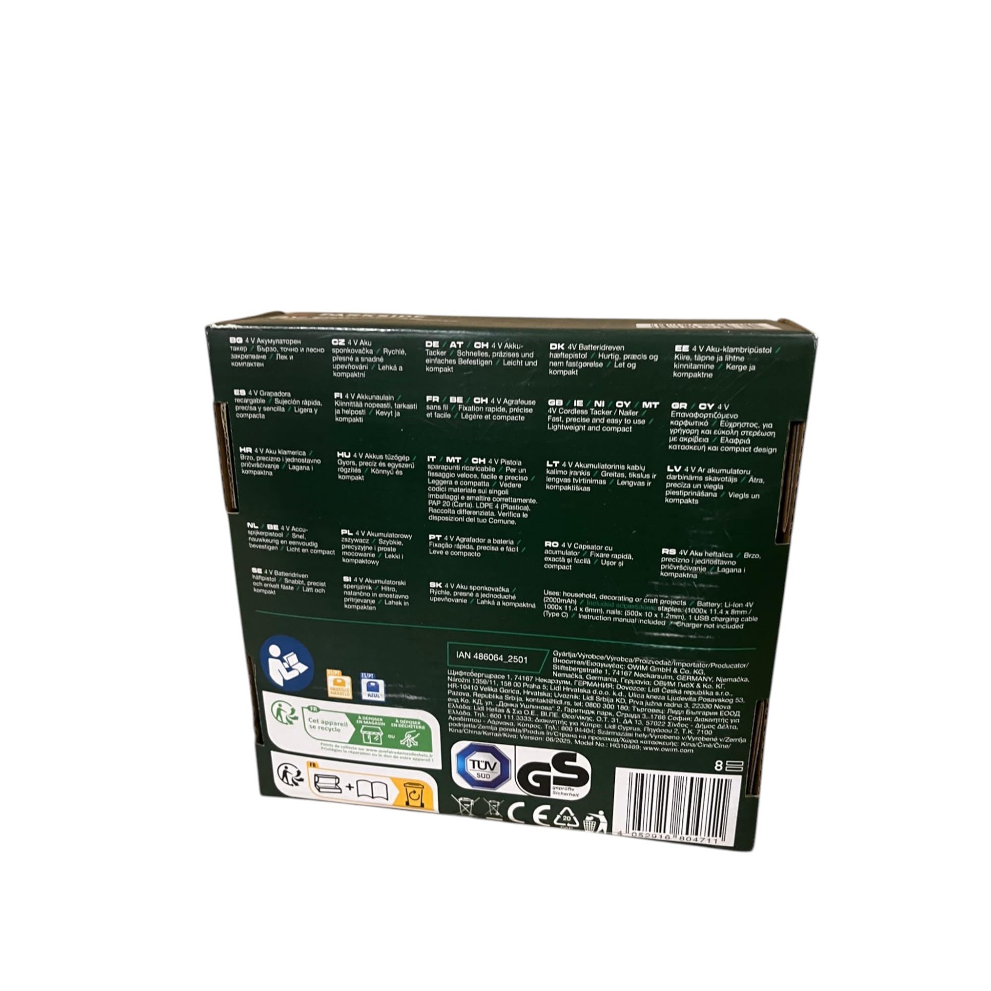 Parkside - Spillatrice elettrica PAT 4 B2 con batteria agli ioni di litio, 4 V (1300 mAh), con 1000 graffette