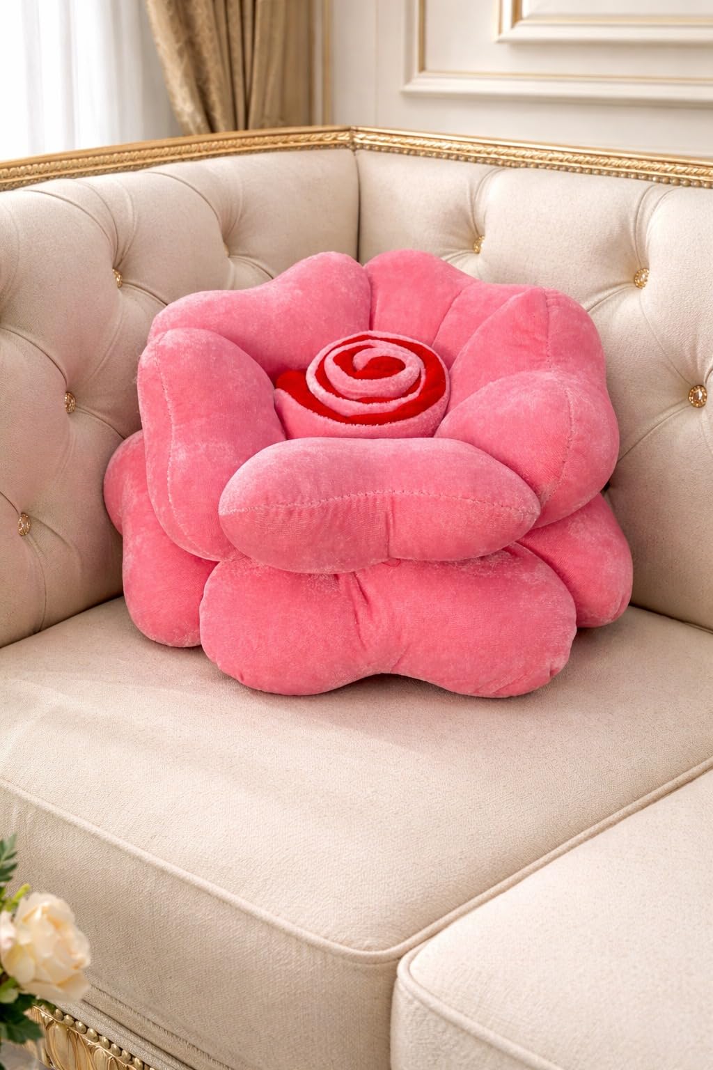 dealoma Plush Flower Shaped Cushion Pillow 12x12 Inches | Ultra Soft Plush Fabric | Premium Fiber Filled Decorative Cushion for Sofa, Bed, Kids Room & Home Décor (Cute Pink Pillow)-image-9
