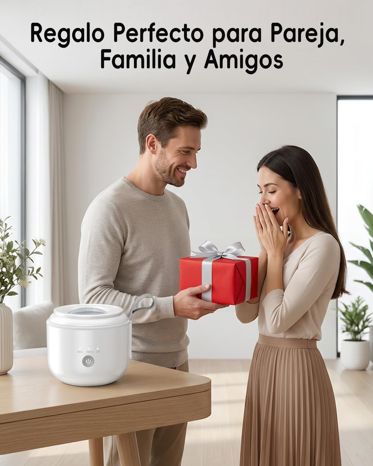 Jeatone Limpiador ultrasónico inalámbrico de 48 kHz, 125 ml, limpiador ultrasónico de prótesis con luz U-V para aparatos ortopédicos, cabezales de cepillo de dientes, joyas, 3 modelos, diseño portátil