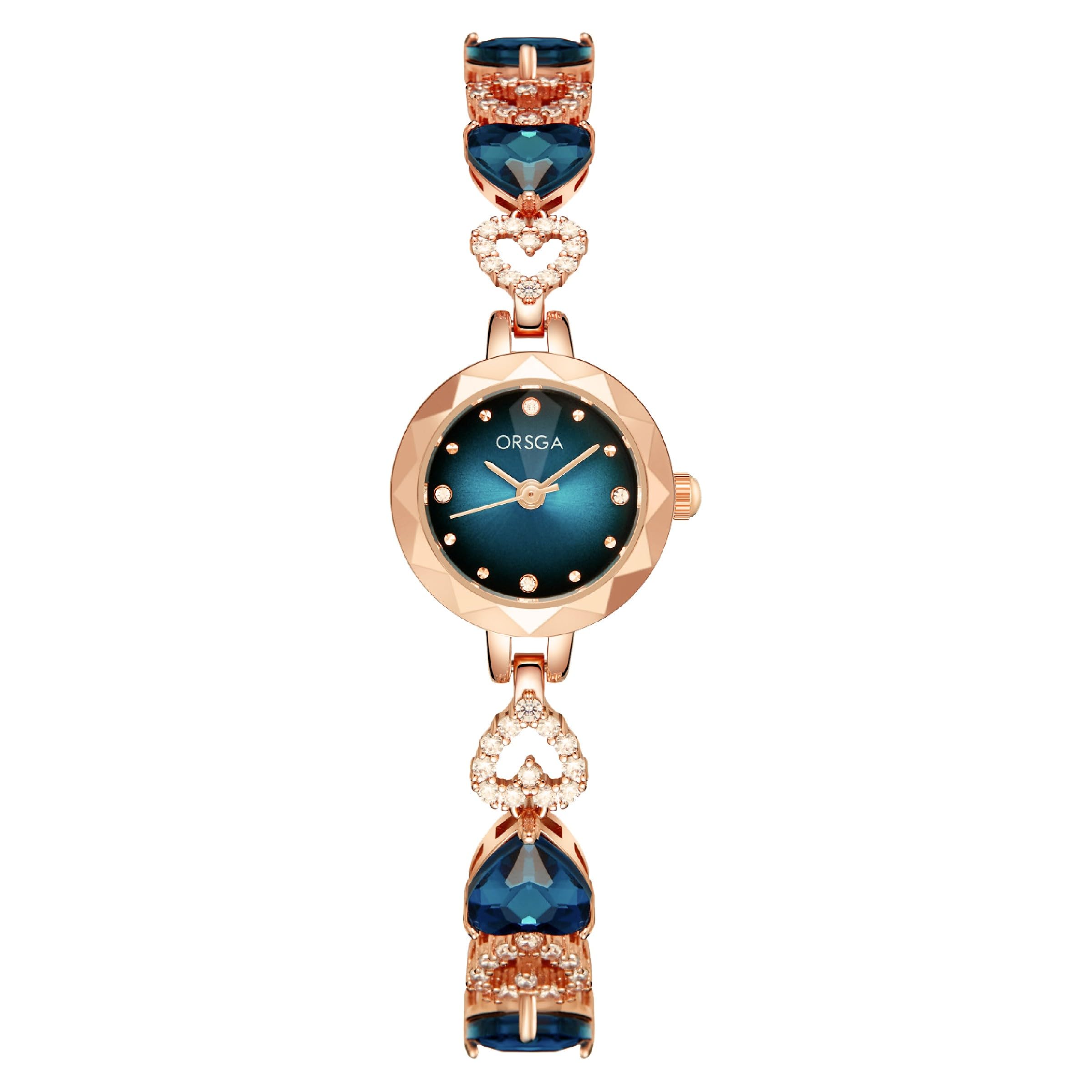 ORSGA Watches for Women SAFFIRE Bracelet Watch for Women - Blue Dial Latest Unique Rose Gold Wrist Analog Ladies Watch