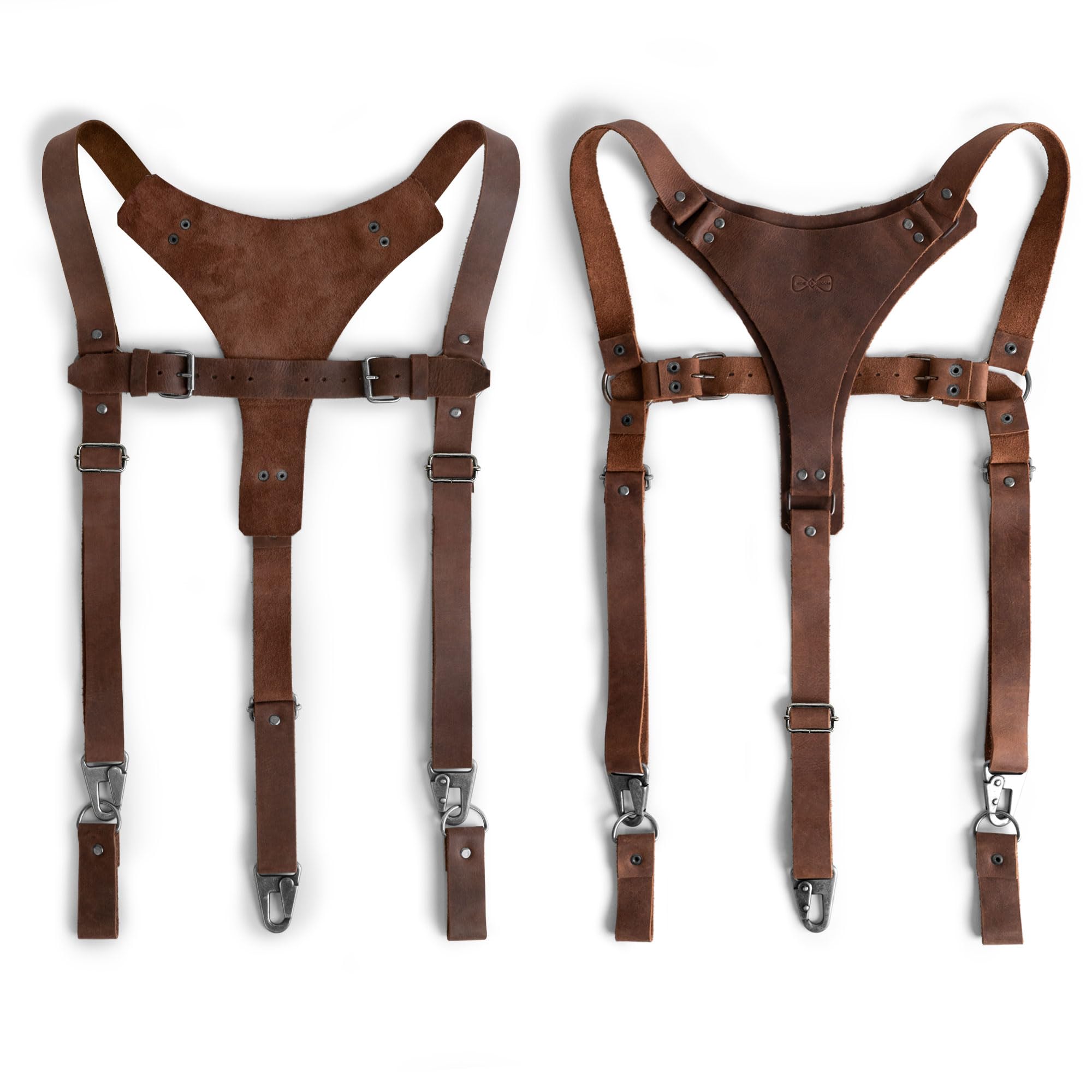 Y Back Suspenders with Adjustable Size Straps for Men, Wedding, Steampunk Harness, Full Grain Leather, Handmade