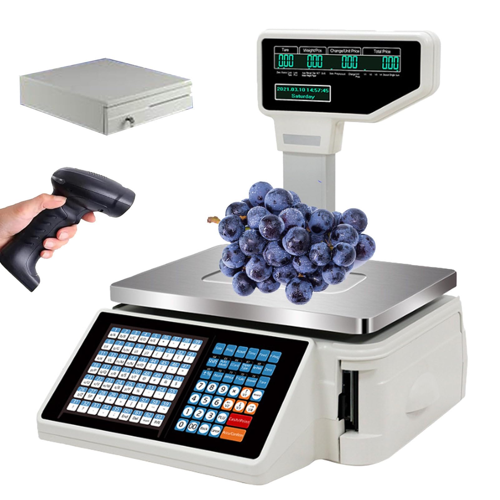 Pvxa 30kg Electronic Price Computing Scale Pole Display,Digital Barcode Weighing Scales,with Pole Display and Label Printer,for Supermarket/Retail Specification4