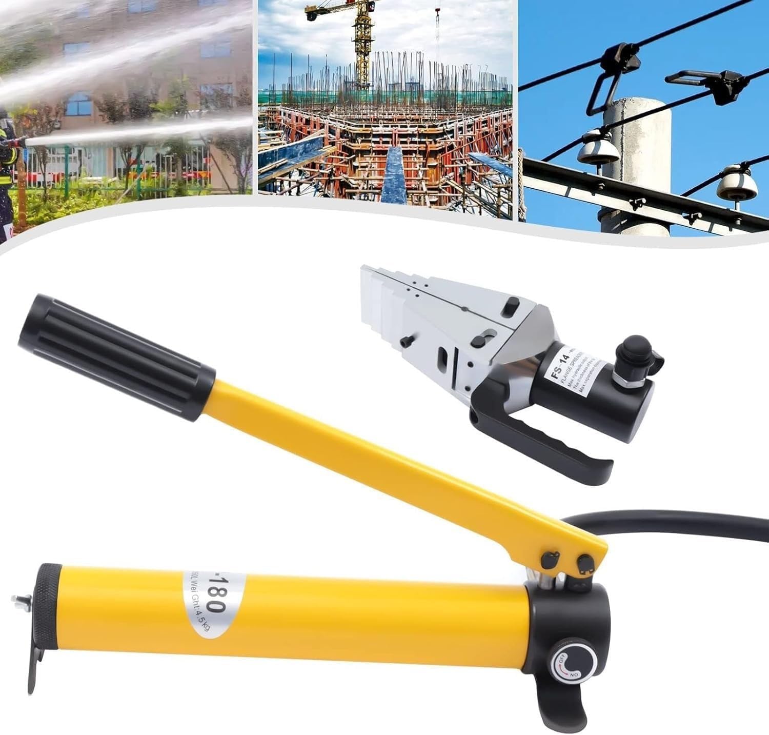 14 Ton Hydraulic Flange Spreader Kit Portable Manual Pump Operated Tensioning Tool Heavy Duty Flange Expander for Industrial Piping Maintenance 81mm Separation