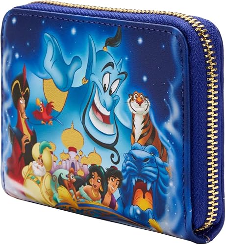 Miniatura 4 de Loungefly Cartera Ziparound de Disney Aladdin para el 30 aniversario, Aladino, talla única , Disney Aladdin - Cartera con cremallera alrededor del
