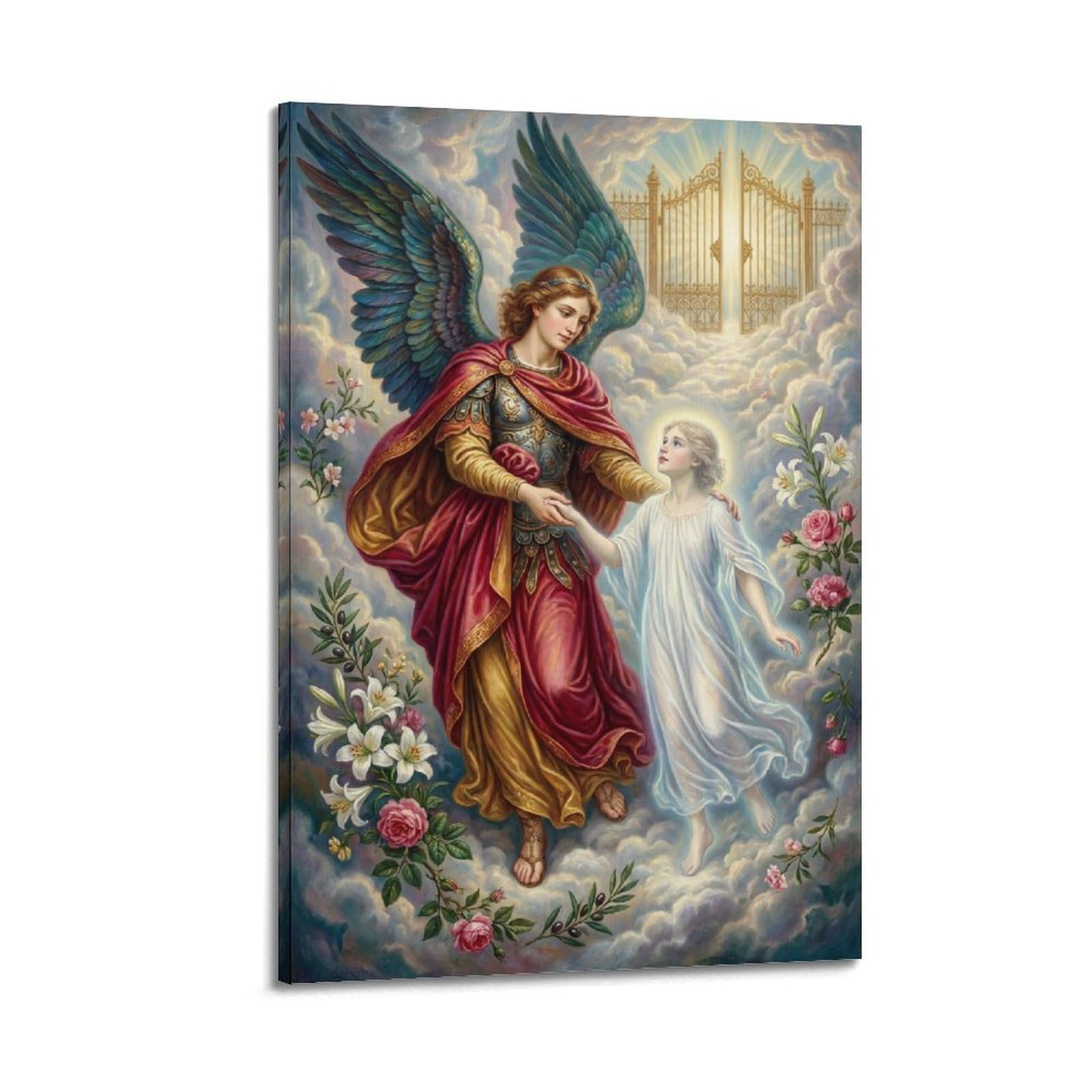 OKNGB Christian Poster St. Michael Archangel Kids to Heaven's Decorative Painting Canvas Art Picture 24x36inch(60x90cm)