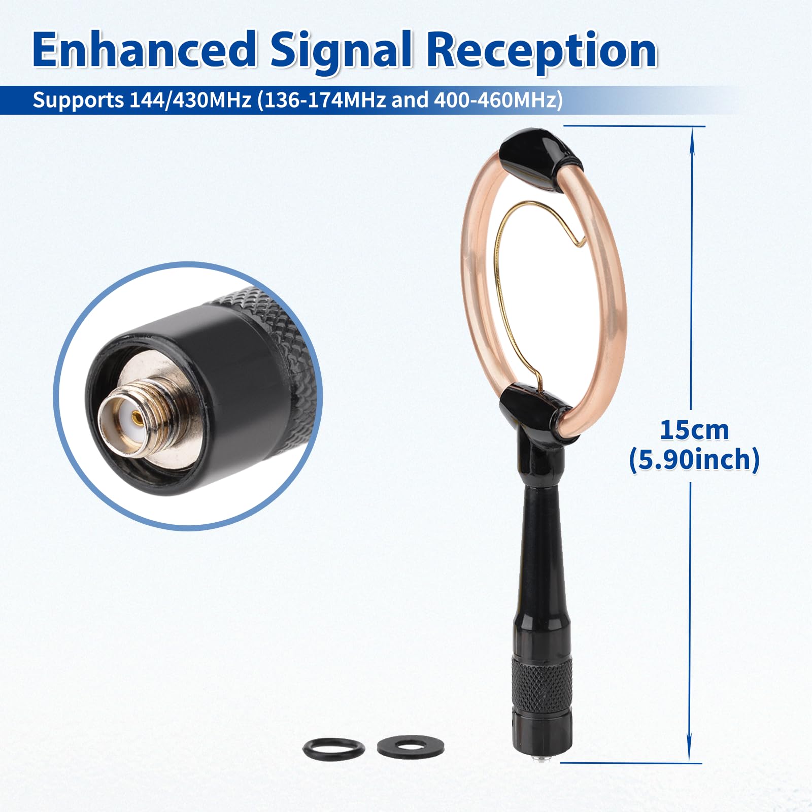 Bingfu Antenna VHF UHF Doppia Banda 136-174/400-460 MHz Antenna Loop con Connettore Femmina SMA, Leggera e Compatta per Radio Portatile Radio Bidirezionale Radioamatoriale