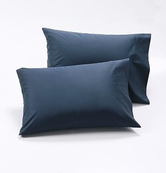 Cuddledown Dreamstead Pillowcase Set | 100% Cotton| 300 Thread Count | Luxurious Sateen Weave | Pure Combed Cotton | Soft | Wrinkle Resistant | Two Pillowcases | Navy | Standard/Queen