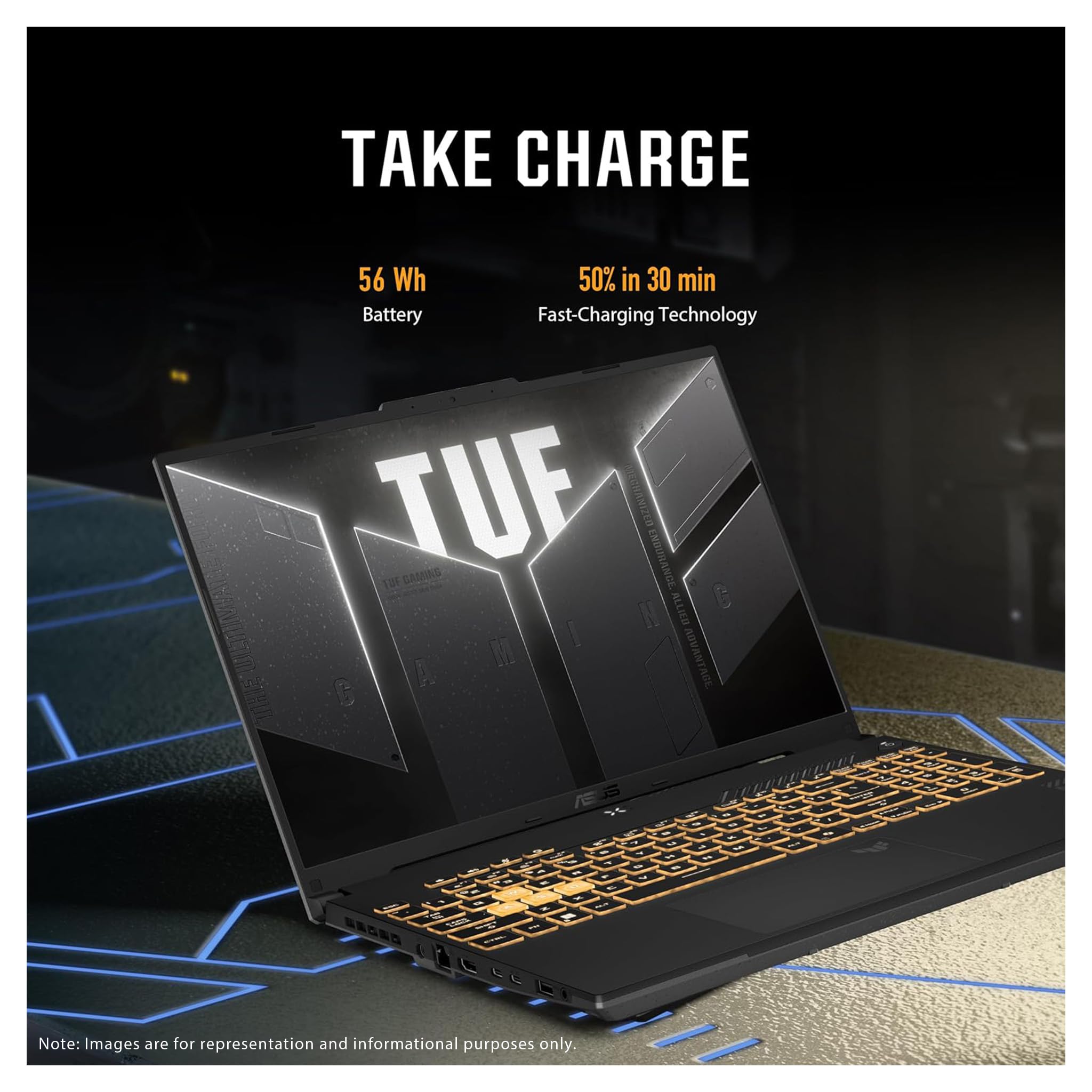 ASUS TUF F16 Gaming Laptop, Intel 5-210H, 32 GB DDR5 RAM, 2 TB PCIe SSD, 16'' FHD+ (1920x1200, WUXGA) 144Hz IPS Display, Nvidia G-Force RTX 4050, 1-Zone RGB Retroilluminato, W11 Home, Mecha Gray