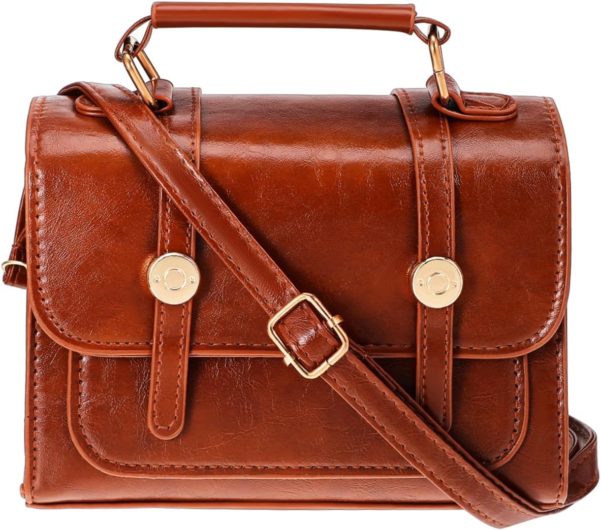 Vintage Small Handbag for Women Pu Leather Crossbody Shoulder Bag with Handle Lightweight Travel Purse for Everyday Use