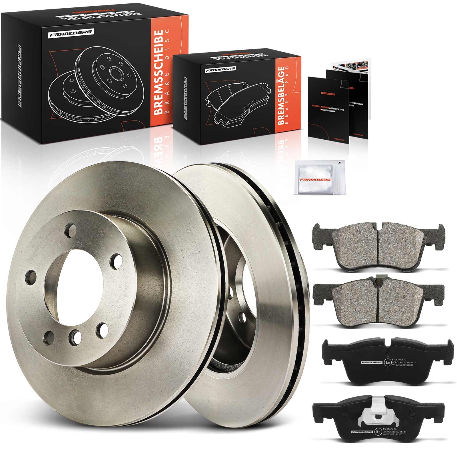 Frankberg 2 discos de freno + 4 pastillas de freno delanteras 34116858910 | Compatible con: Serie 1 F20, Serie 1 F21, 2 Coupé F22 F87, 2 Cabriolet F23