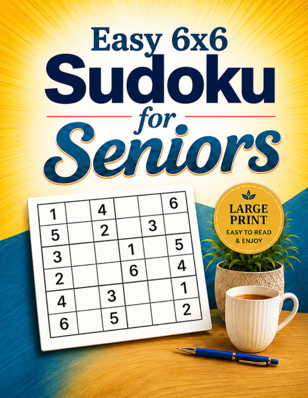 Easy 6x6 Sudoku for Seniors: 100 Beginner-Friendly Large Print Sudoku Puzzles with Clear 6x6 Grids and Solutions