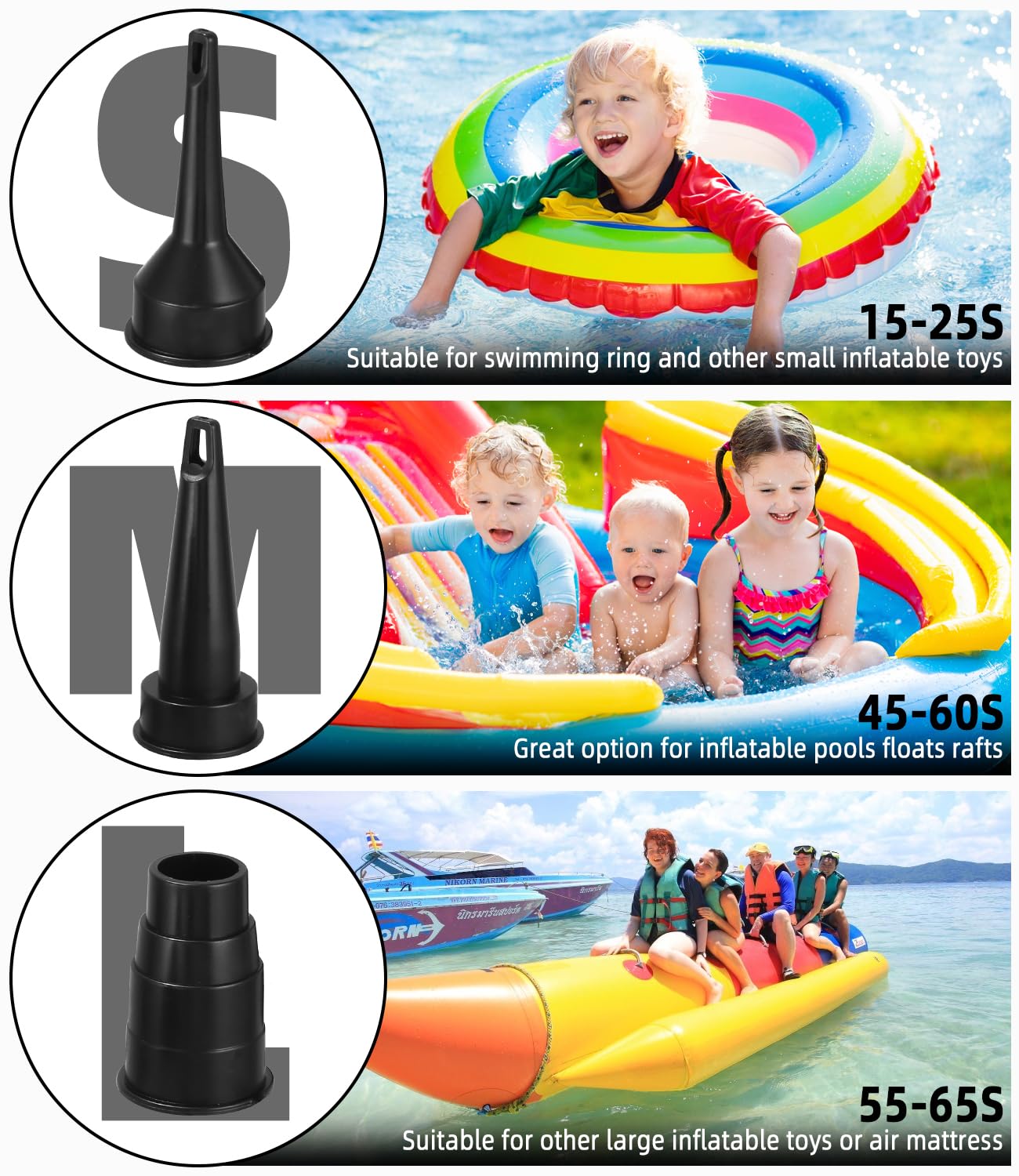 Inflador Electrico Colchon Portátil 4000mAh, Hinchador Colchon Hinchable de Llenado Rápido, Mini Inflador Paddle Surf Electrico para Cojines Inflables, Camas de Colchón de Aire, 3 Boquillas
