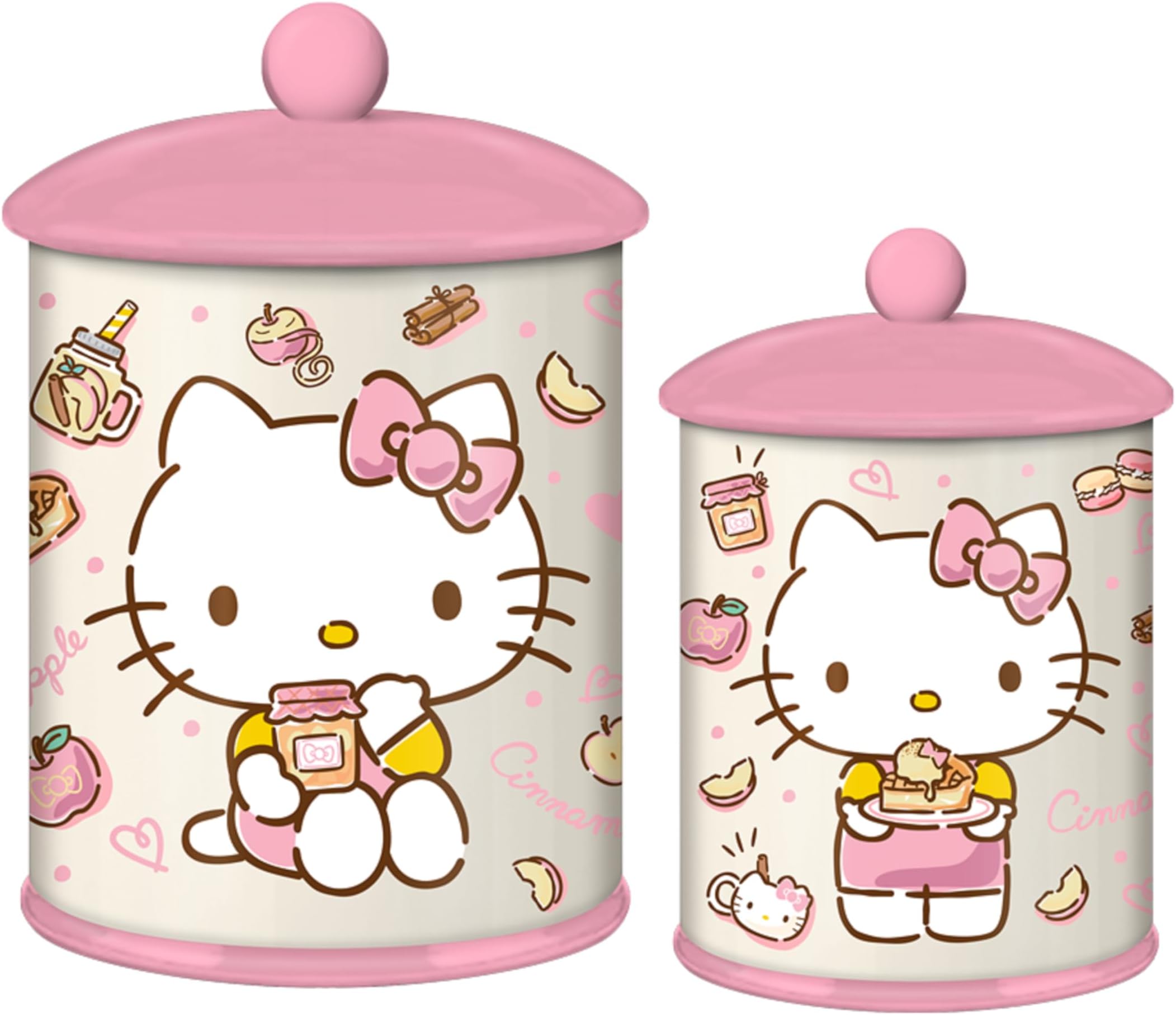 Sanrio Hello Kitty Ceramic Canister, 5.5” x 5.5” x 8”