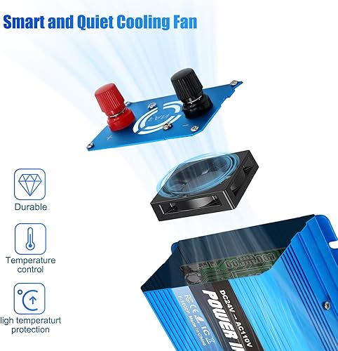 Miniatura 17 de Inversor de corriente de onda sinusoidal pura de 2000 W, convertidor de corriente de 12 V CC a 110 V/120 V CA, 3 salidas de CA, inversor