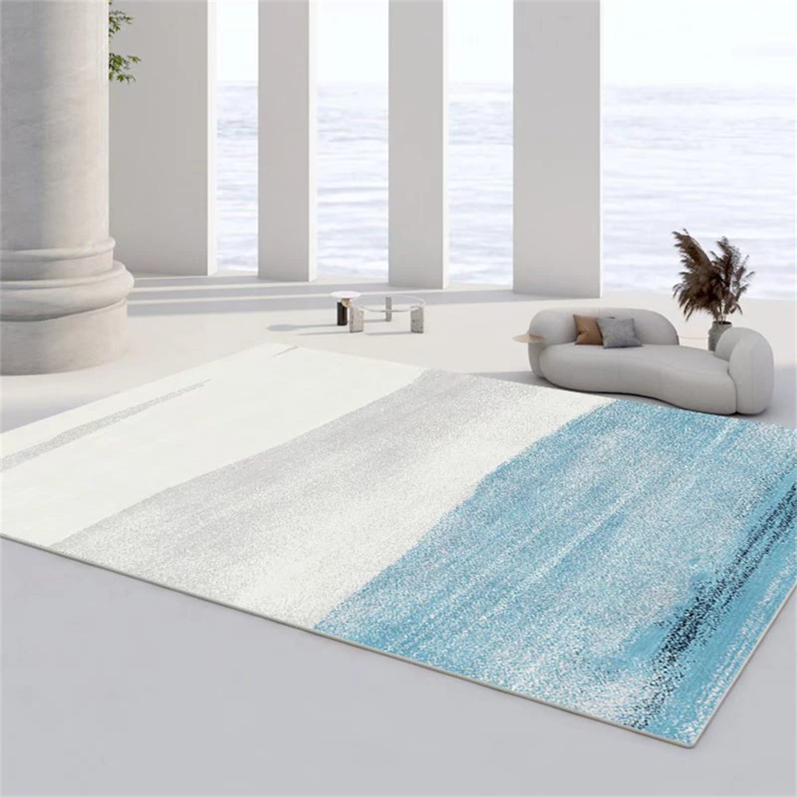 SXGCH Antifouling Günstige Teppiche Einfache Abstrakte Elemente Teppich Flur Blau Grau Große Wohnzimmerteppiche Antistatische Teppiche 180X200cm