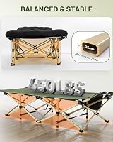 Sportneer Összecsukható Kemping Ágy Matraccal 71/81cm 204kg Terhelhetőség - Army Green + Black 5