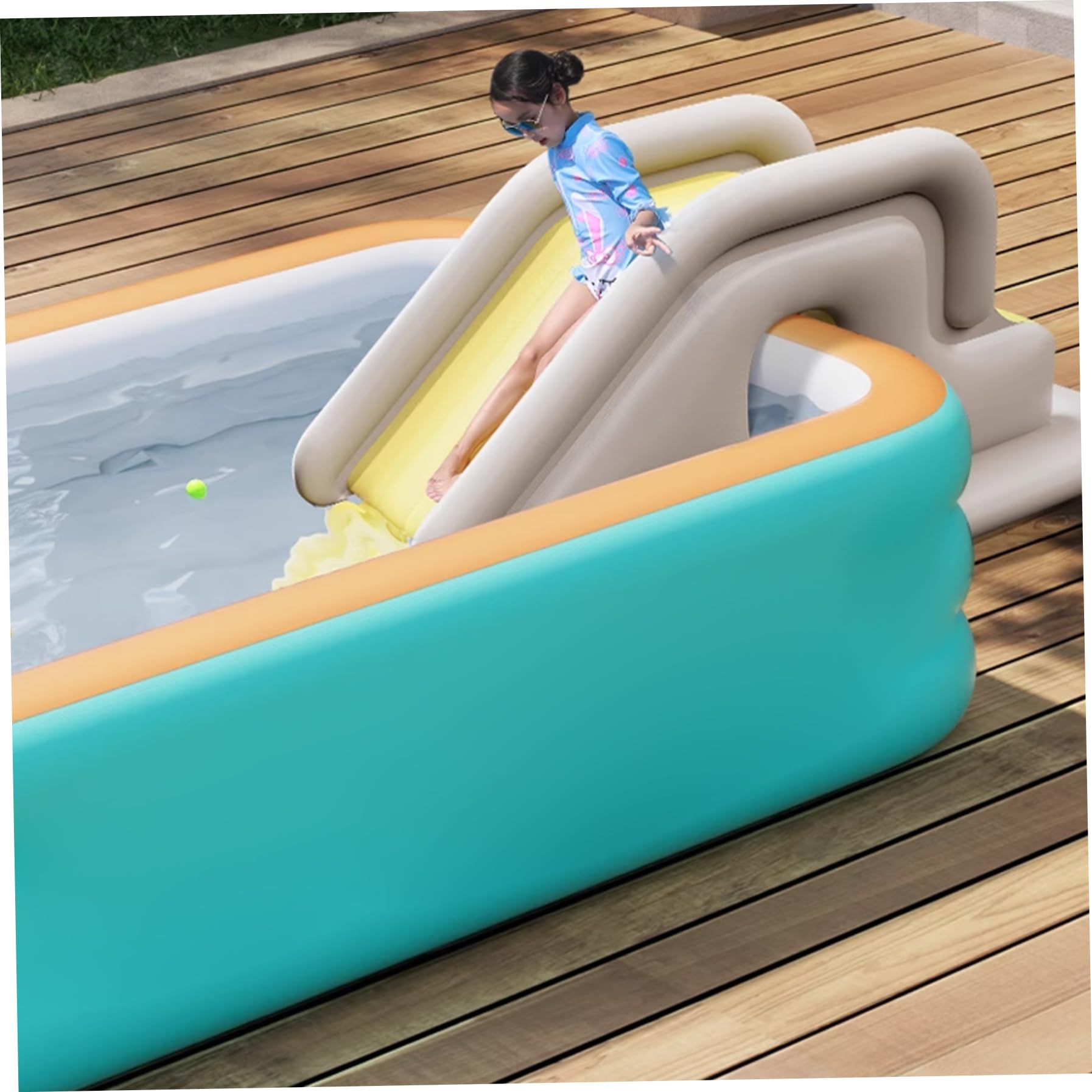 Poolrutsche, 78, 7 x 31, 5 x 33, 5 Zoll PVC PVC aufblasbare Wasserrutsche mit Luftpumpe für Außen-, Innen-, Garten, Garten, Grün