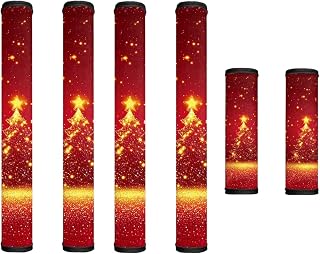 6 PCS Refrigerator Door Handle Covers Kitchen Appliance Decor Washable Universal Handle Protectors for Fridge Microwave Oven Kitchen Cabinet Dish Washer, Christmas Tree Starlight Red