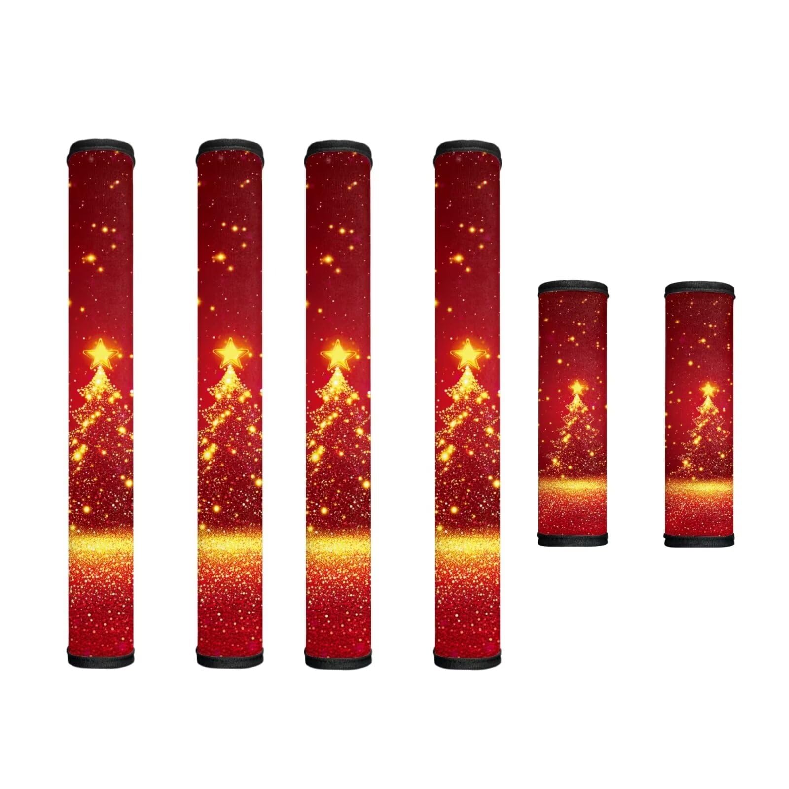 6 PCS Refrigerator Door Handle Covers Kitchen Appliance Decor Washable Universal Handle Protectors for Fridge Microwave Oven Kitchen Cabinet Dish Washer, Christmas Tree Starlight Red