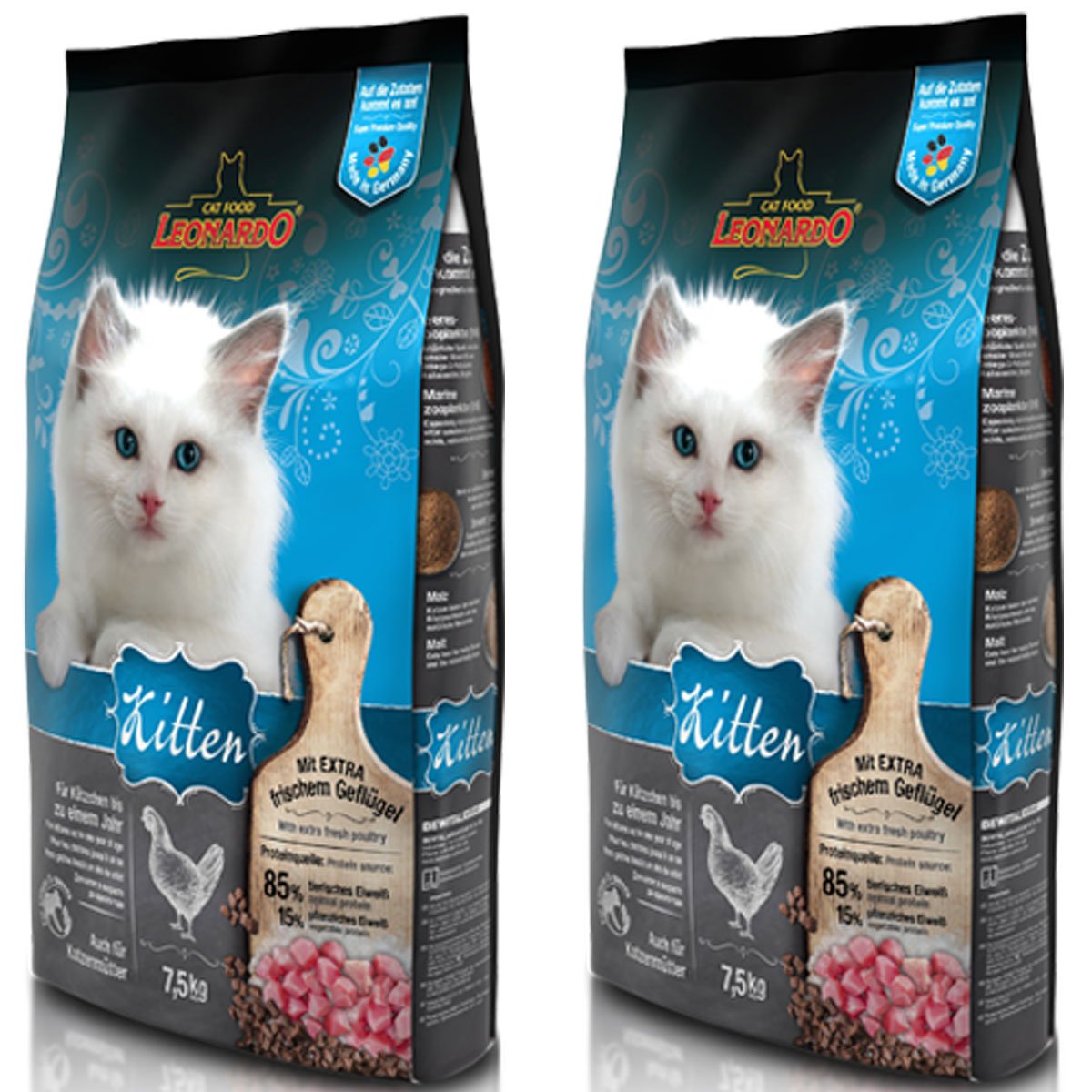 2 x 7,5 kg Leonardo Kitten gato Forro para cultivo de gatitos hasta 1 año