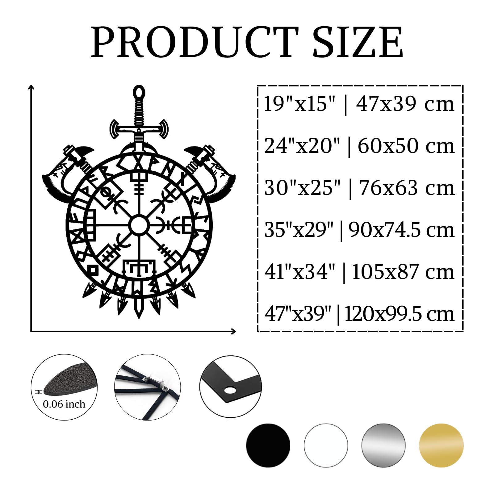 Drago e bussola Vegvisir - Decorazione da parete in metallo, stile moderno