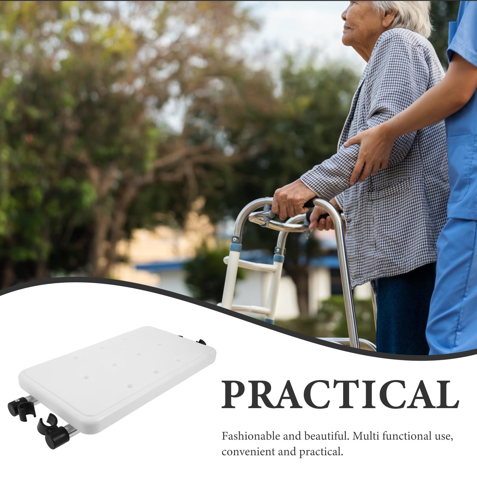 Asiento de Andador Reversible de Aleación de Aluminio y Plástico para Baño, Cómodo y Conveniente para Ducharse Diseño Práctico para Walker