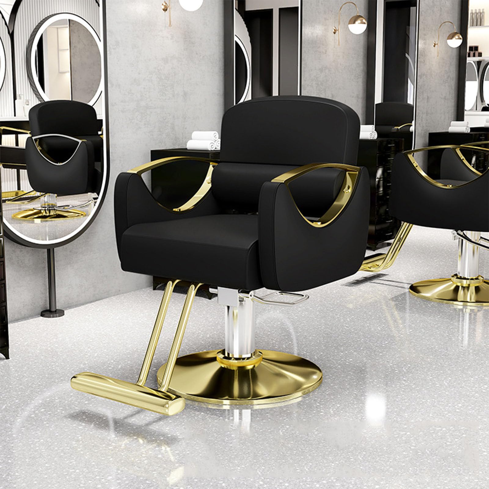 OZBMA Professional 360-Degree Swivel Salon Chair - Adjustable Beauty Equipment for Barbershop and Home Use (Color B)