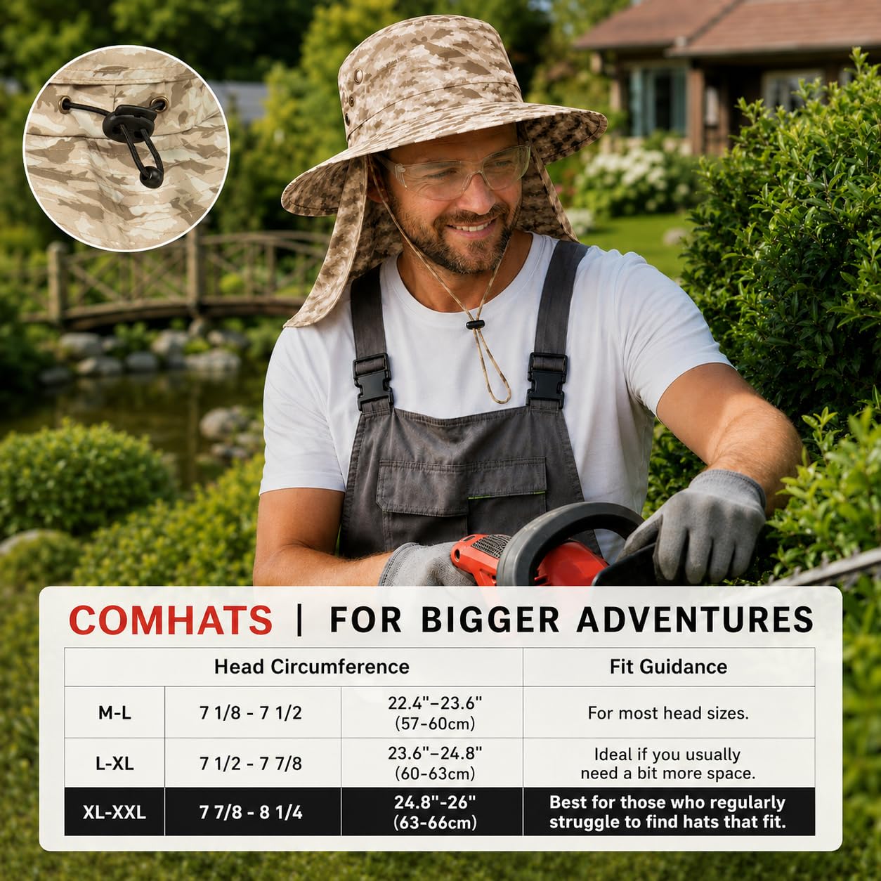 TOP-EX UVCoolix™ Chapeau de soleil unisexe UPF 50+ avec protection de la nuque, chapeau d'extérieur imperméable pour randonnée et pêche, chapeau de safari rafraîchissant avec large bord, respirant