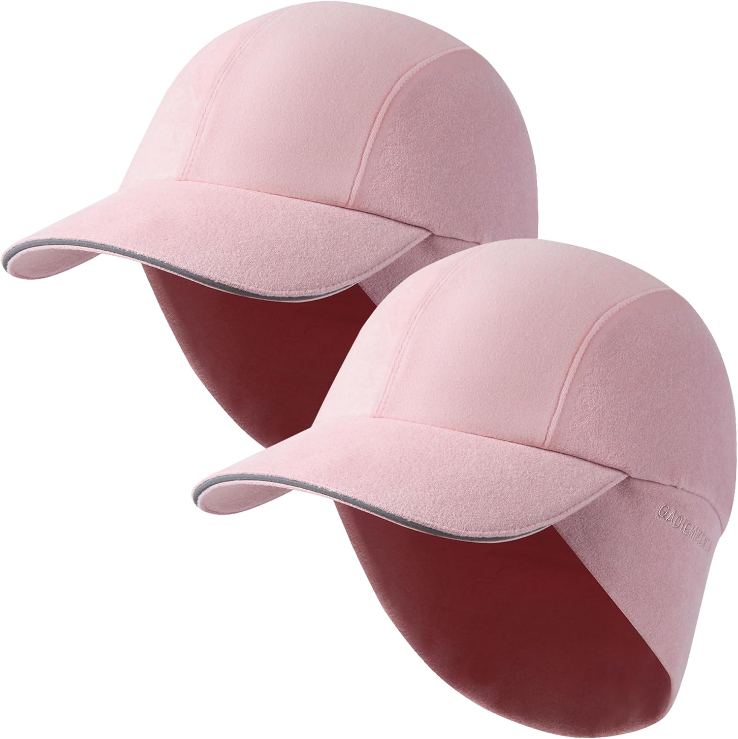 GADIEMKENSD Winter Running Baseball Cap for Women Fleece Ponytail Hat with Ear Flaps Reflective Design 2Pack