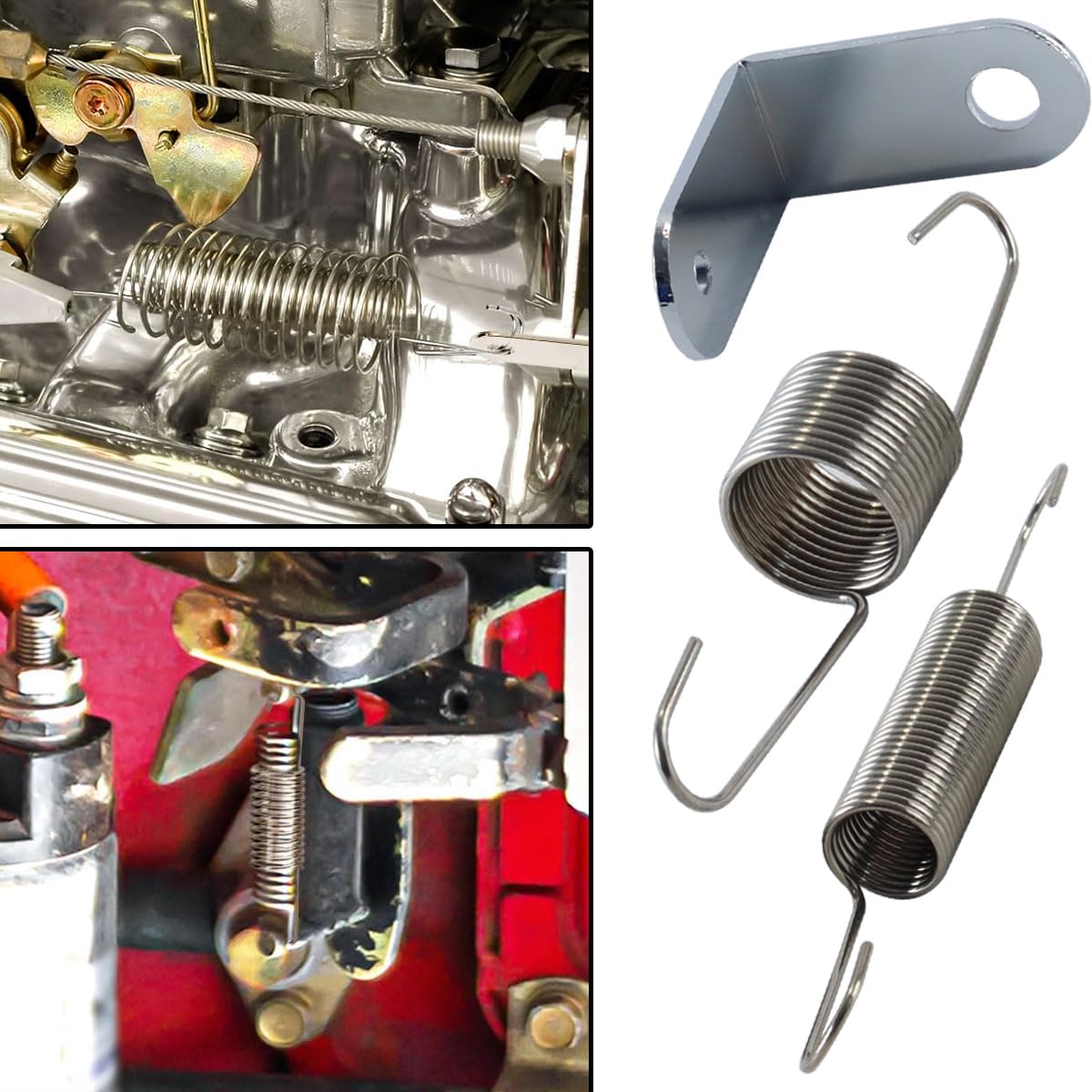 Kit Molla di Ritorno dell'acceleratore, Supporto dell'acceleratore in Acciaio, Molle del carburatore, Kit Molla di Ritorno del Doppio carburatore per Chevrolet Ford 302 350