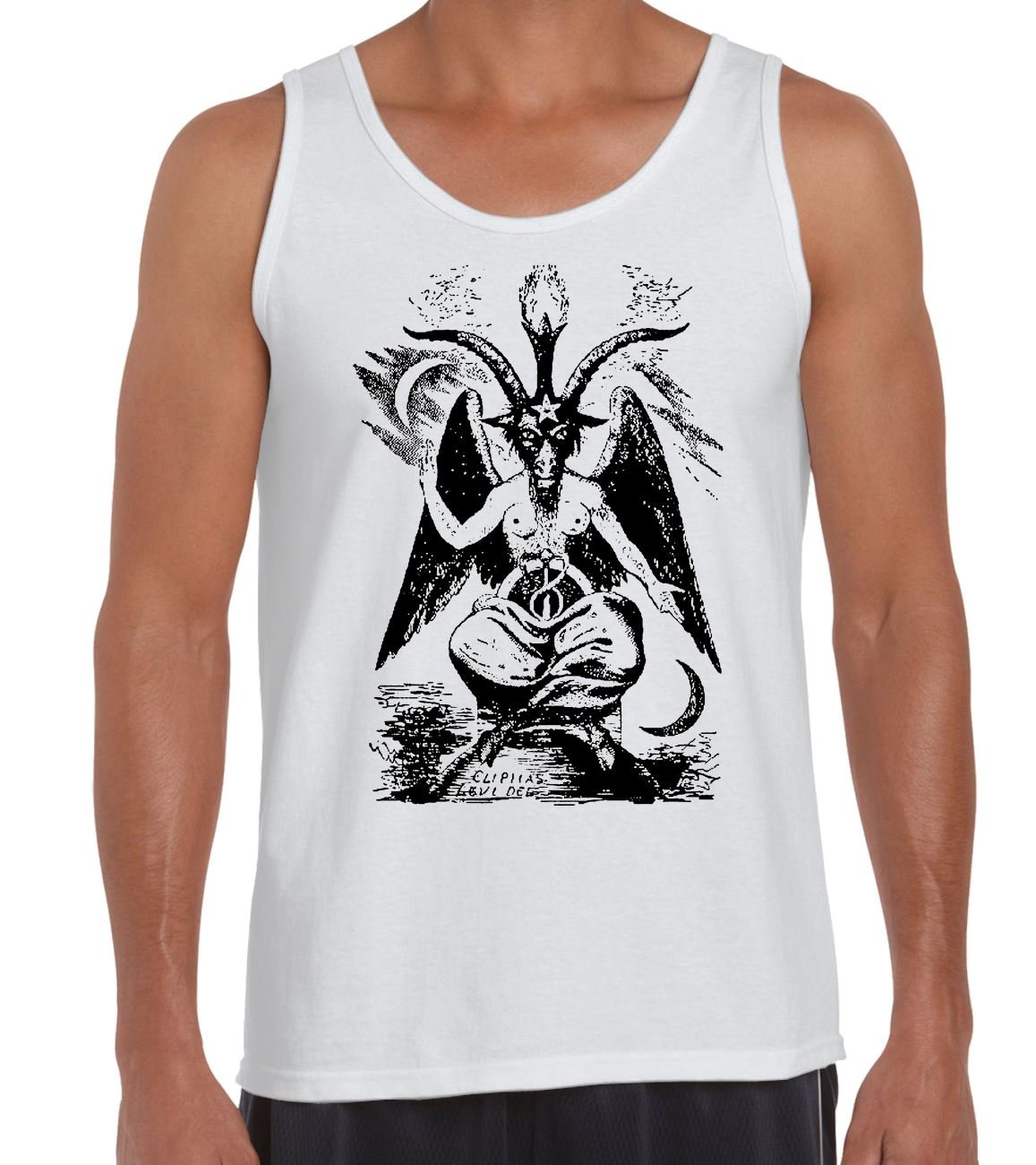 Tribal T-Shirts Men's White Goat Of Des Baphomet Pagan Vest Top (Medium, )