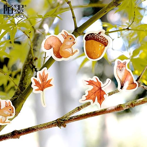 Miniatura 4 de Doraking - Calcomanías pequeñas para laptop, 46 unidades en caja, lindas calcomanías de estilo otoñal para laptop, álbumes de recortes, maleta