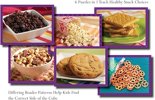 Miniatura 8 de Etapas Materiales de Aprendizaje Imagen Real Snack Foods Cubo de Madera Puzzle Constructor de Lenguaje Rompecabezas Preescolar 6 rompecabezas en 1,